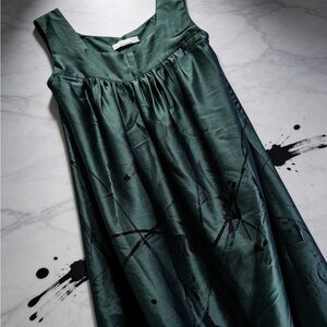 Designer Jean Paul Knott 100% Silk Emerald Green Maxi Dress Designer XS